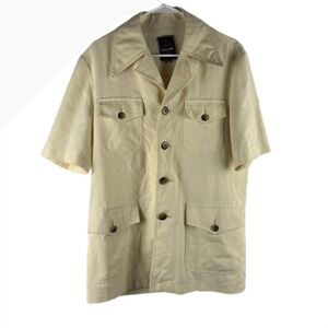 Crocodile Mens Short Sleeve‎ Safari Utility Pocket Shirt Cream Beige Size 40